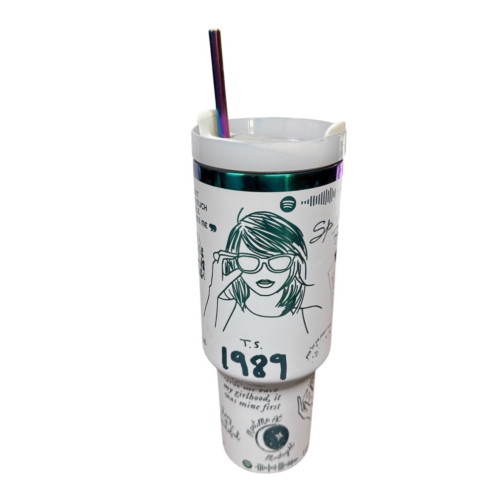 Taylor Swift Themed Tumbler w/ Metallic Iridescent Straw
